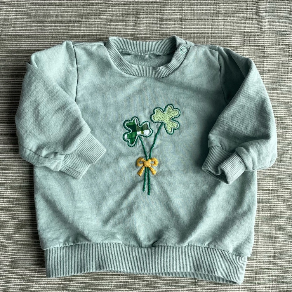 Kids Clover Embroidered Crewneck - Green